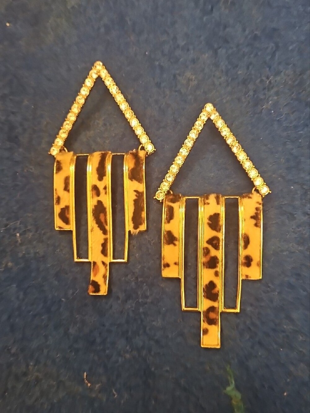5 For $15 Gold Leopard-Print Geometric Drop Earrings - Picture 4 of 5